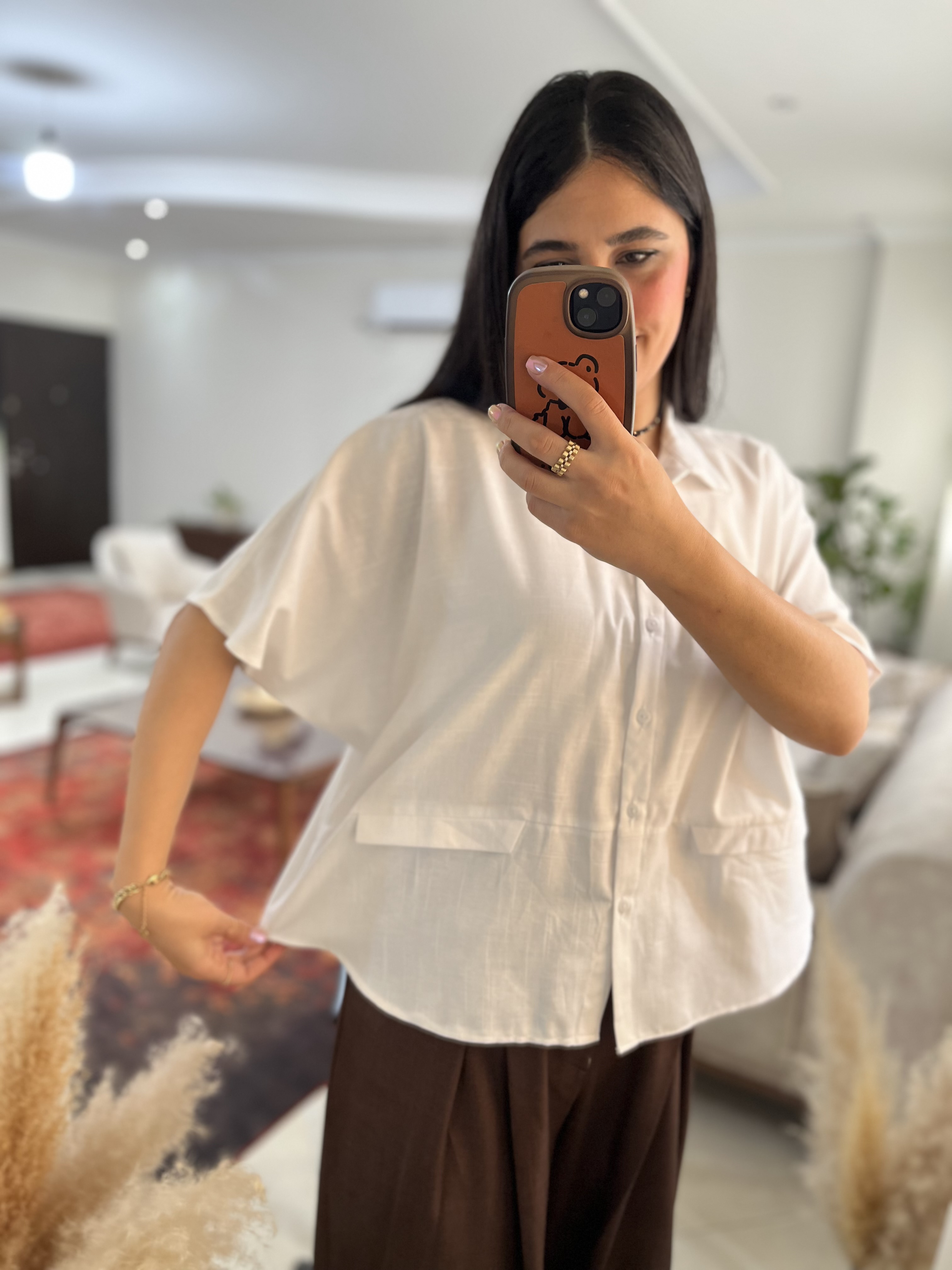 شومیز ساده سفید کیمینو فری سایز بسیار خنک