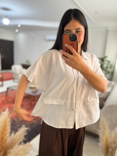 شومیز ساده سفید کیمینو فری سایز بسیار خنک